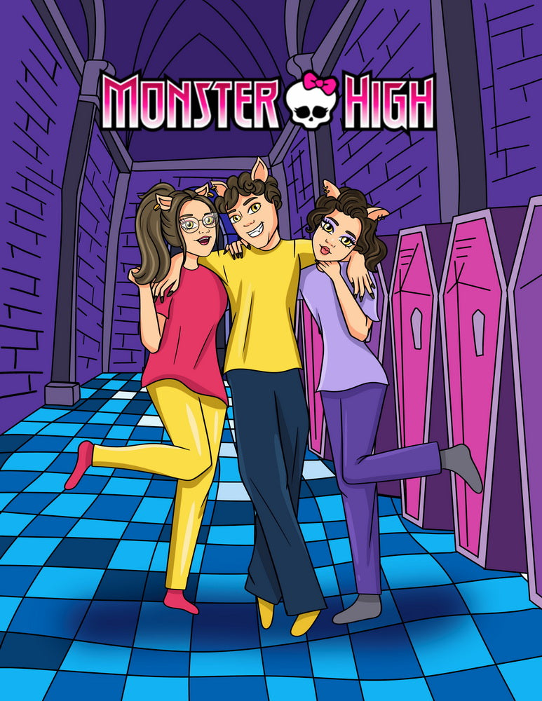 Monster High - personalizowany obraz, cartoonizowany portret