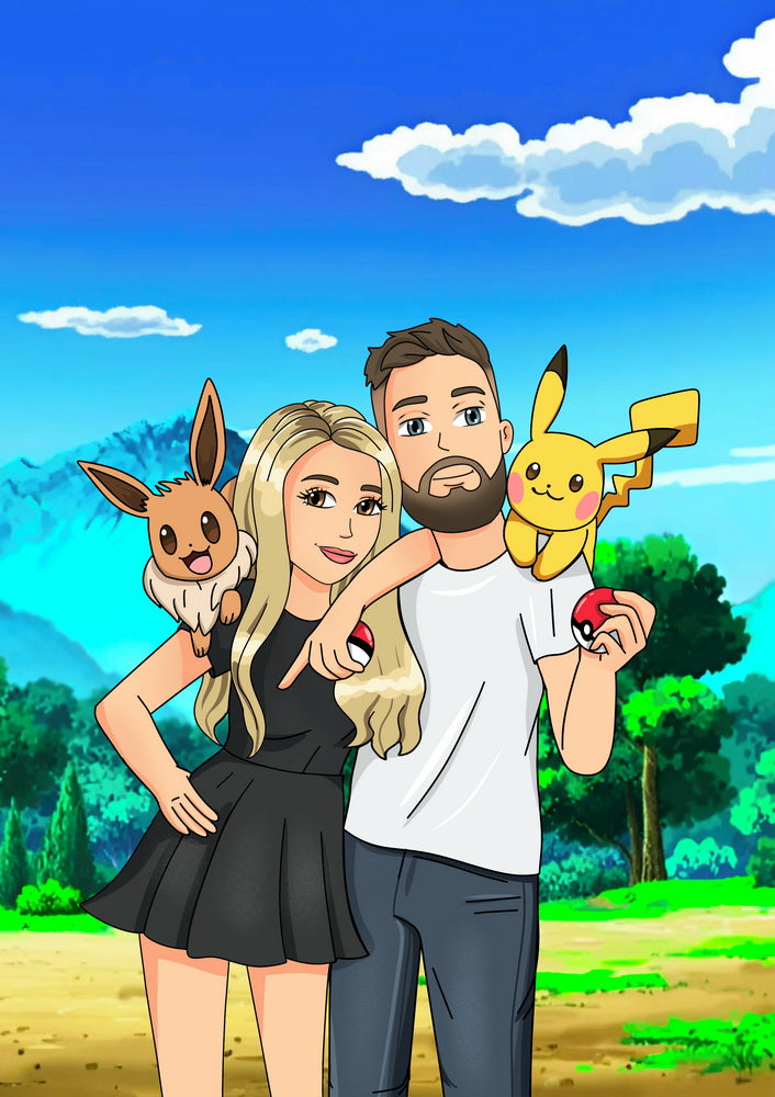 Pokemon - personalizowany obraz, cartoonizowany portret