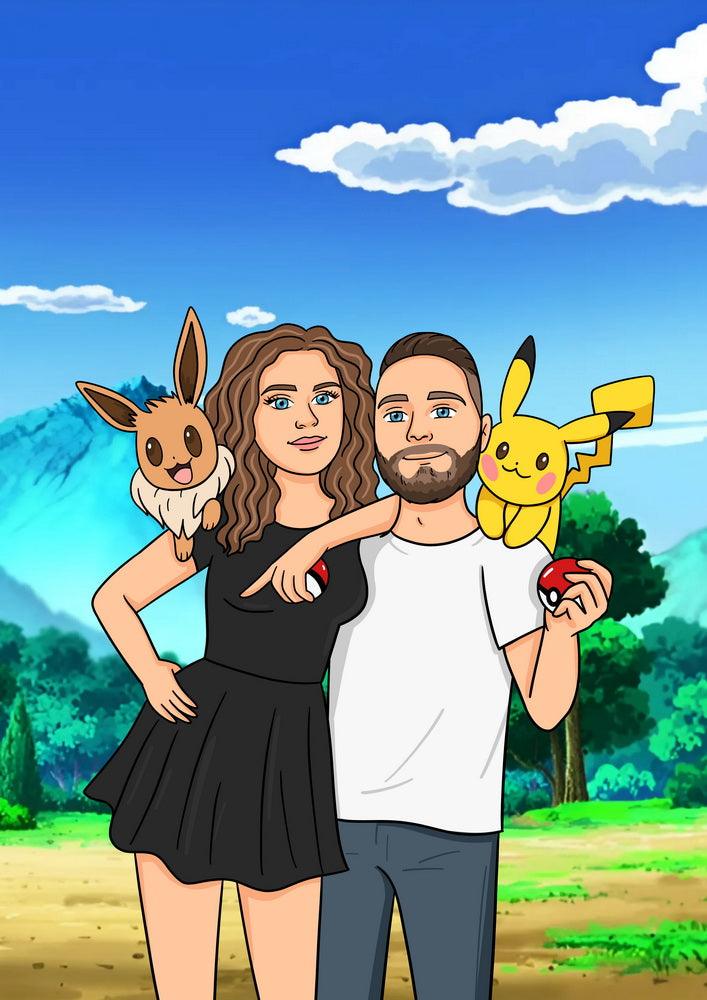 Pokemon - personalizowany obraz, cartoonizowany portret