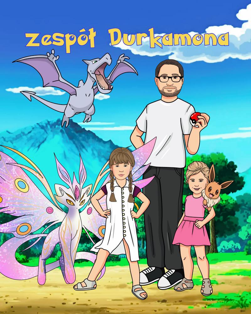 Pokemon - personalizowany obraz, cartoonizowany portret