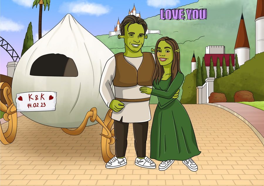 Shrek - personalizowany obraz, cartoonizowany portret