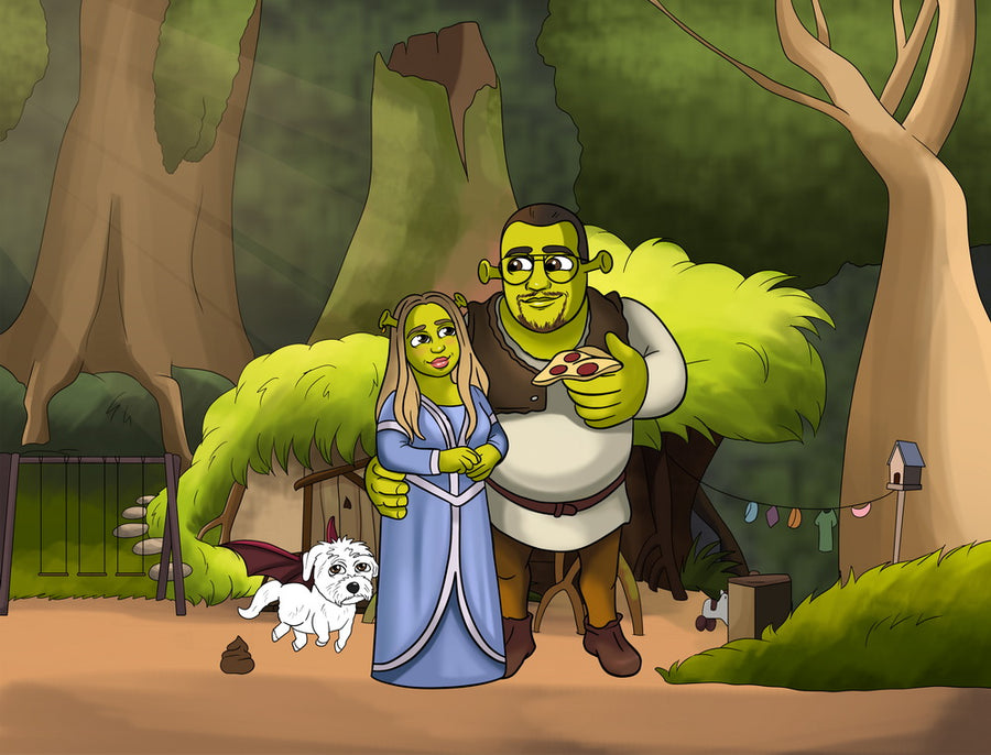 Shrek - personalizowany obraz, cartoonizowany portret