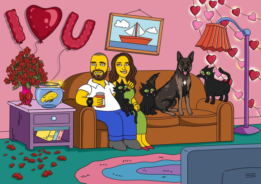 Simpsonowie (The Simpsons) - personalizowany obraz, cartoonizowany portret