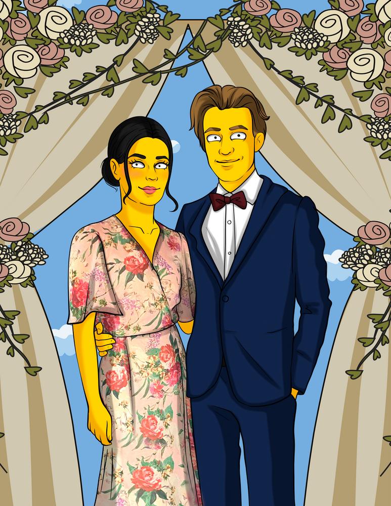 Simpsonowie (The Simpsons) - personalizowany obraz, cartoonizowany portret