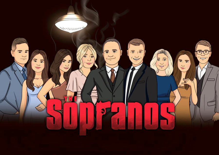 Rodzina Soprano (The Sopranos) - personalizowany obraz, cartoonizowany portret