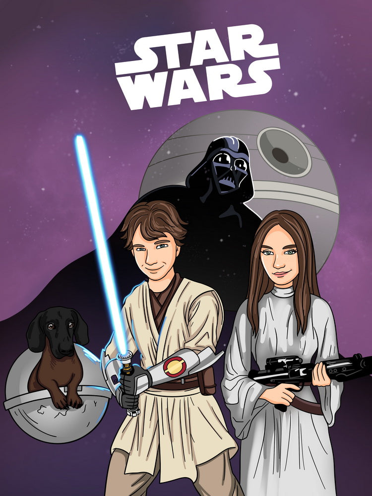 Star Wars - personalizowany obraz, cartoonizowany portret