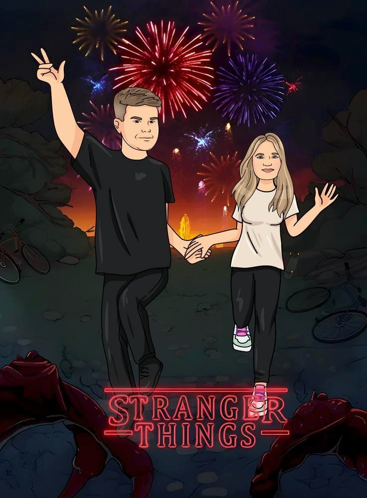 Stranger Things - personalizowany obraz, cartoonizowany portret