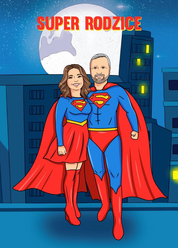 Cartoonizowany portret w stylu Superbohaterów - zamów personalizowany obraz