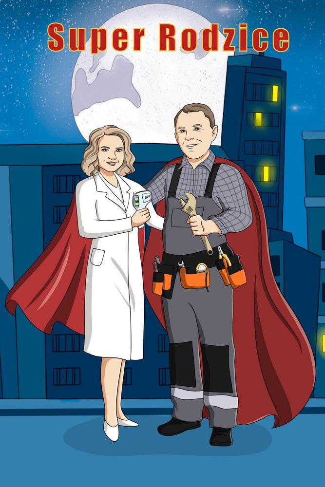 Cartoonizowany portret w stylu Superbohaterów - zamów personalizowany obraz