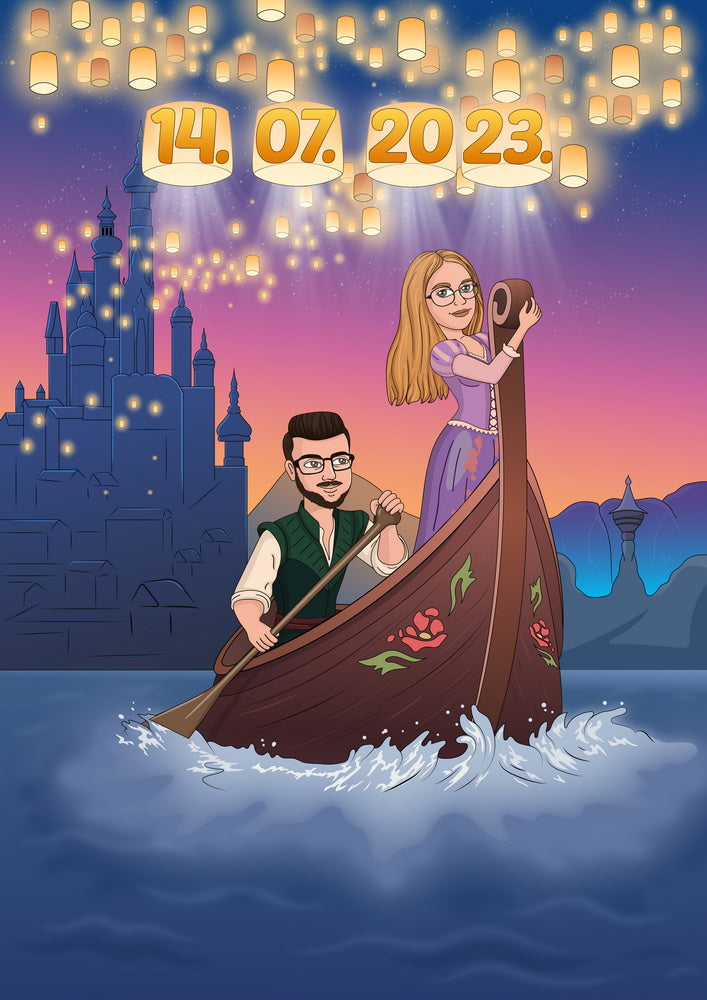Zaplątani (Tangled) - personalizowany obraz, cartoonizowany portret