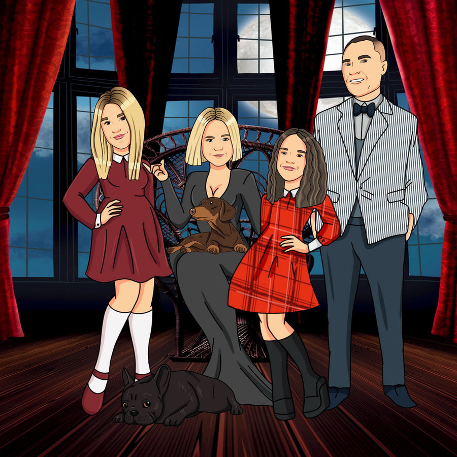 The Addams Family (Rodzina Addamsów) - personalizowany obraz, cartoonizowany portret
