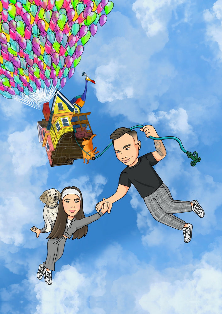 Up (Odlot) - personalizowany obraz, cartoonizowany portret - Homy Post