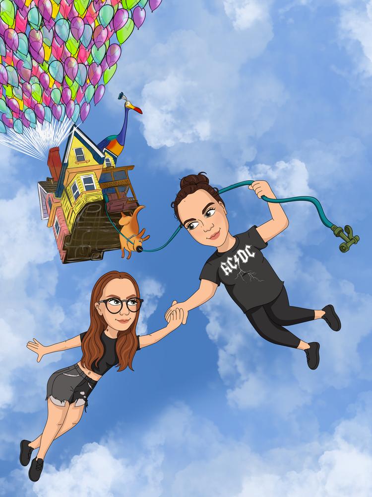 Up (Odlot) - personalizowany obraz, cartoonizowany portret - Homy Post