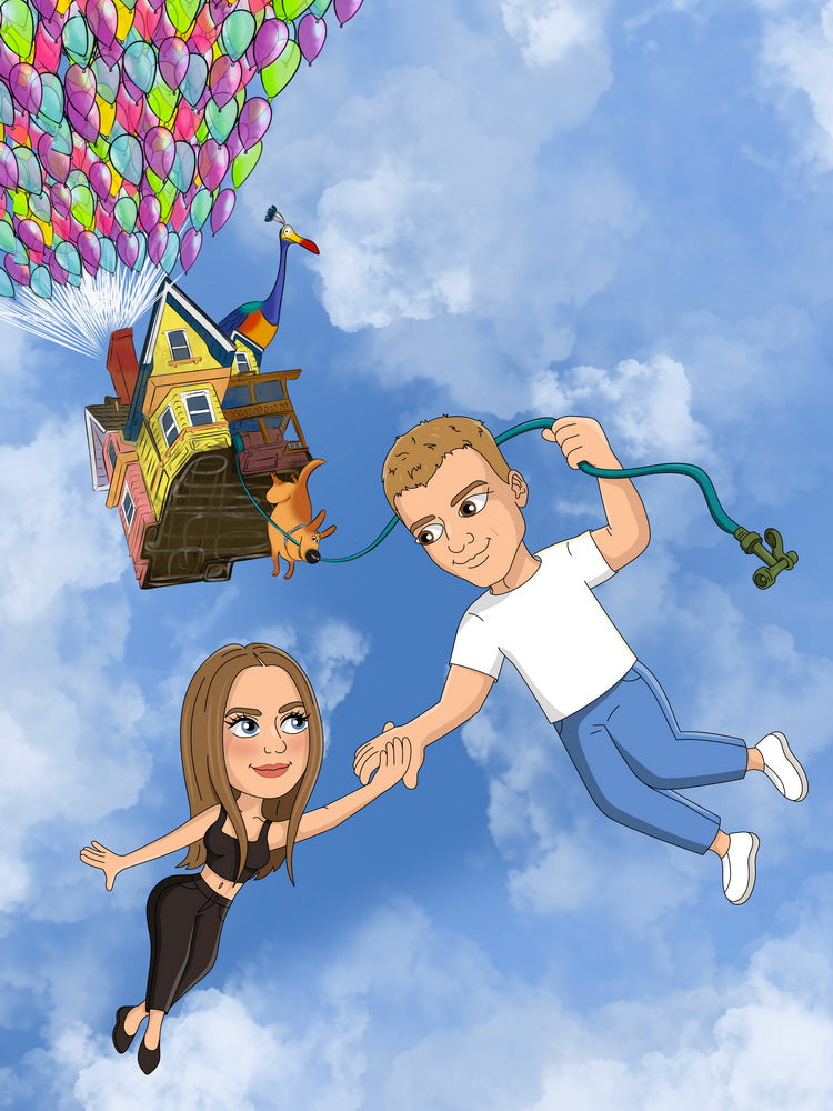 Up (Odlot) - personalizowany obraz, cartoonizowany portret - Homy Post